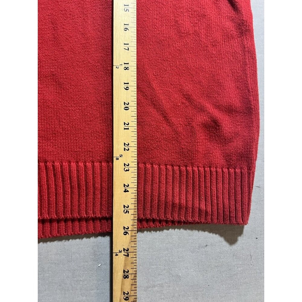 VINTAGE Polo Ralph Lauren Men‎ Sweater XL Red Logo Embroidered 1/4 Zip Mock Neck - Picture 7 of 8